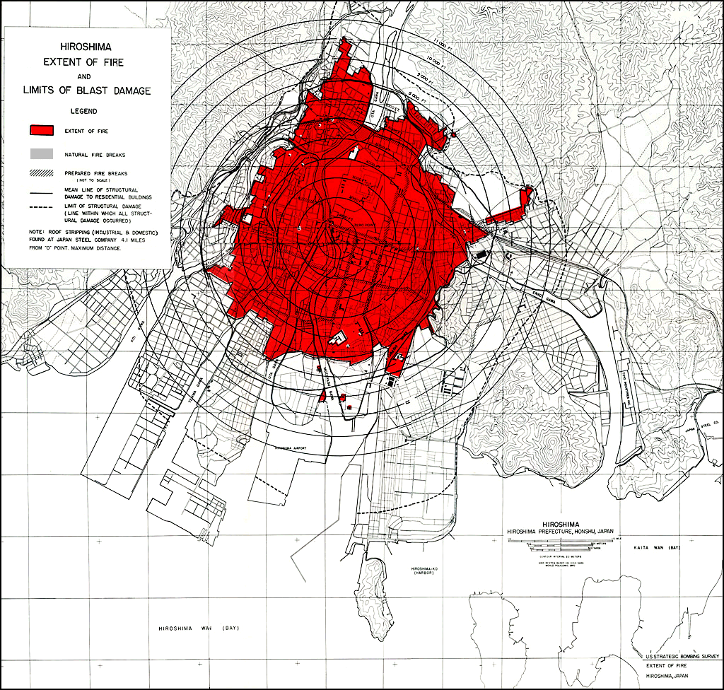 Map of damage in Hiroshima
