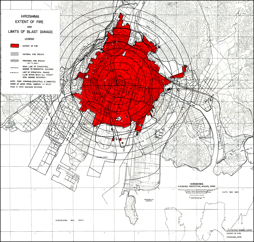Map of damage in Hiroshima Map of damage in Hiroshima