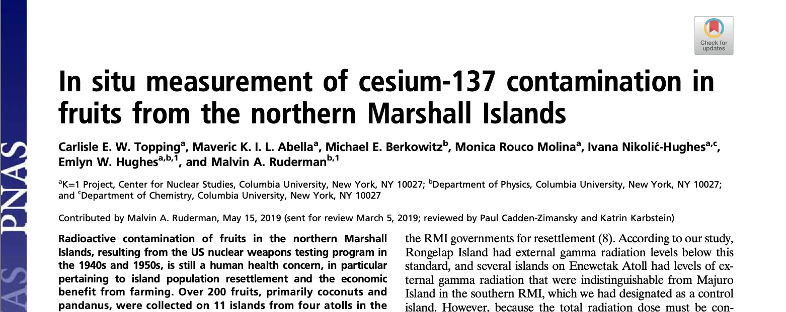 2019 publication in PNAS with measurements of fruit taken on the K=1 Project's 2018 trip